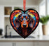 Dachshund Black Stained Glass Effect Heart Suncatcher